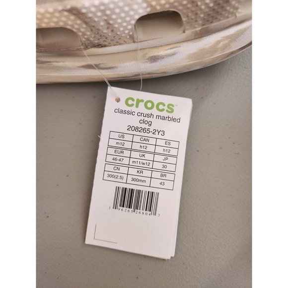 New Crocs Classic Crush Marbled Clog Size M12 Bone Multiple - Picture 9 of 11
